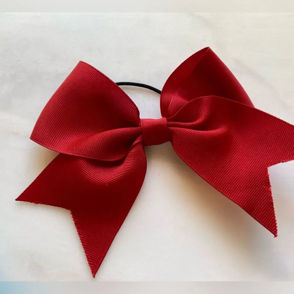 Three Large Girl Bows “Addison” “A” and Red